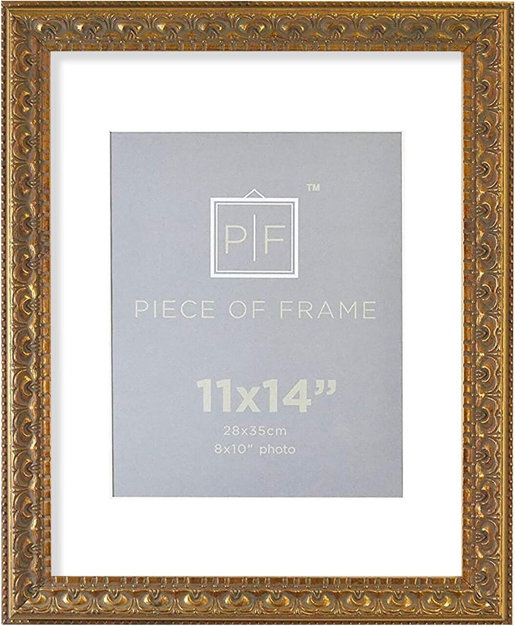 11x14 Ornate Finish Photo Frame, with White Mat for 8x10 Picture & Real Glass, Color: Bronze